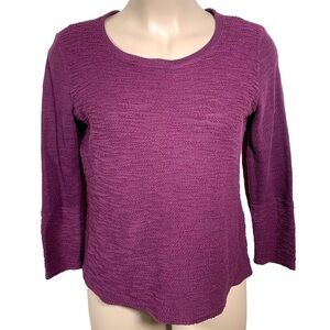 Large Laila Jayde Purple Burgundy Long Sleeve Sweater Pullover Stretch 12 14